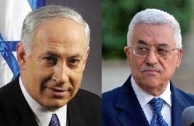 Benjamin Netanyahu, left; Mahmoud Abbas