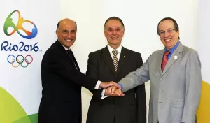 The Jewish trio in charge of the Rio Olympics, l-r: Sidney Levy, Carlos Arthur Nuzman and Leonards Gryner.