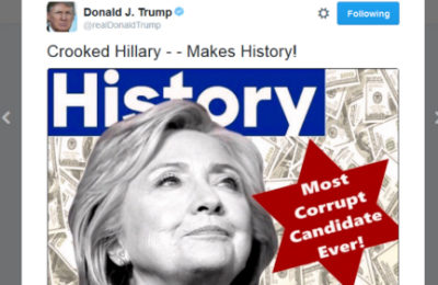 The tweet from Trump's campaign that was accused of being anti-Semitic.