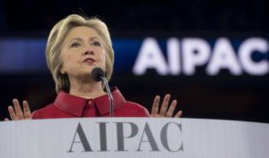 Hillary Clinton speaking at AIPAC's 2016 Policy Conference in Washington, DC. (Saul Loeb/ AFP/Getty)