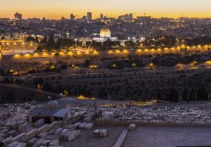 Sunset over the Old City as seen from the Mount of Olives in East Jerusalem (Andrew McIntire/TPS)