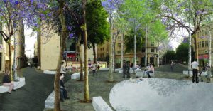 Artist's rendering of the redesigned Zion Square in downtown Jerusalem. 