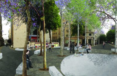 Artist's rendering of the redesigned Zion Square in downtown Jerusalem.