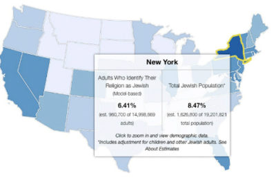 An interactive map by the American Jewish Population Project breaks down the Jewish population by state.