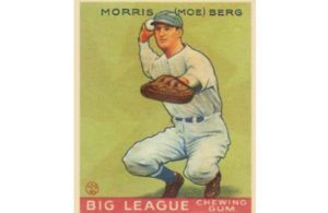 1933 Goudey baseball card of Moe Berg of the Washington Senators, #158. (Wikimedia)