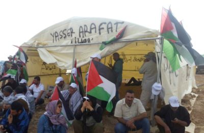Dozens of Palestinians create an outpost near the city of Slait in Jordan Valley. (TPS)