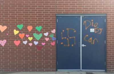 Residents of Stapleton responded to a swastika with hearts.