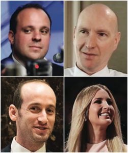 Clockwise, from upper left: Boris Epshteyn, Michael Glassner, Ivanka Trump, Stephen Miller