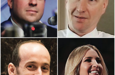 Clockwise, from upper left: Boris Epshteyn, Michael Glassner, Ivanka Trump, Stephen Miller