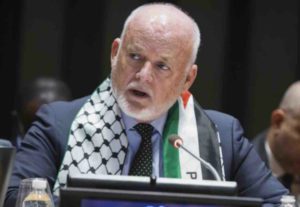 General Assembly President Peter Thomson wore the Palestinian flag to mark the UN's International Day of Solidarity with the Palestinian People. November 29, 2016.