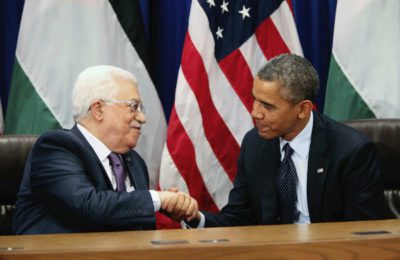 Barack Obama met with PA President Mahmoud Abbas at the UN in 2014. (Allan Tannenbaum/Getty)