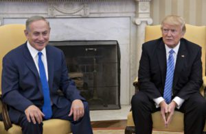 Benjamin Netanyahu, left, and President Donald Trump in the Oval Office of the White House, Feb. 15. (Andrew Harrer/Getty)