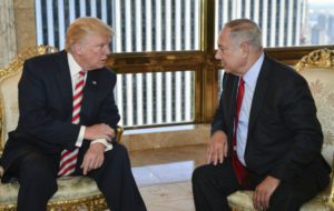 Benjamin Netanyahu meets with Donald Trump, in New York, Sept. 25, 2016. ( Kobi Gideon/GPO)