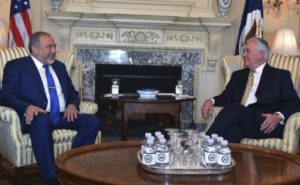 Israeli Defense Minister Avigdor Liberman meets with US Secretary of State Rex Tillerson, 2017.