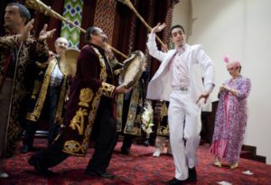 Dancers perform during a celebration of the Ohr Natan congregation of Bukharian Jews in Queens.  (Tom Williams/Roll Call)