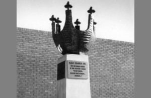 The survivors' Holocaust memorial situated on the grounds of Hillel Academy.