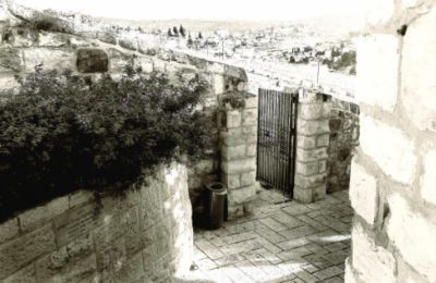 Graves and gates on the Mount of Olives Cemetery in Jerusalem.