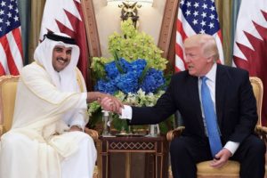 Donald Trump with Sheikh Tamim Bin Hamad Al-Thani in Riyadh on May 21, 2017. (Mandel Ngan/AFP/Getty)