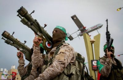Hamas terrorists in southern Gaza, 2017. (Abed Rahim Khatib/Flash90)