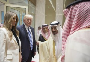President Donald Trump and First Lady Melania meet with Saudi Arabia's King Salman bin Abdulaziz al-Saud, third from left, in Riyadh, May 21. (Bandar Algaloud/Saudi Royal Council/Handout/Anadolu Agency/Getty)