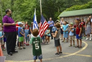 Scott Sokol, head of school at MetroWest Jewish Day School in Framingham, Mass., leads morning circle.