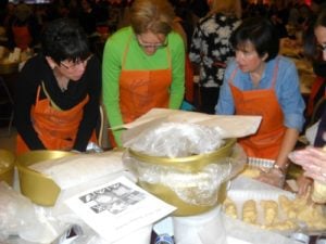 Shaping it together at the Great Big Challah Bake Colorado, 2017.