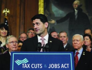 Paul Ryan pictured at the US Capitol speaking about the Tax Cuts and Jobs Act, Dec. 21, 2017. (Mark Wilson/Getty)