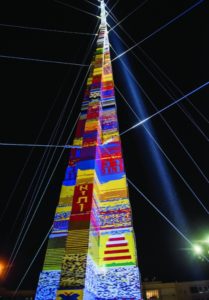 The 118-foot Lego tower. (Kobi Richter/TPS)