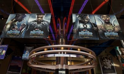 Posters for 'Black Panther' at Edwards Houston Marq'e Stadium in Texas. (Bob Levey/Getty)
