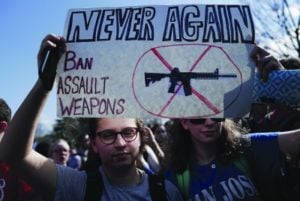 Students at a Feb. 21 protest against gun violence. (Alex Wong/Getty)