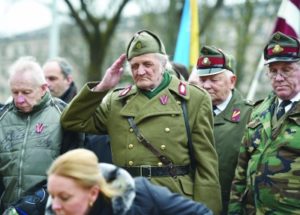 A participant at 2016's Memorial for Latvian Legionnaires march in Riga. (Ilmars Znotins/AFP/Getty)
