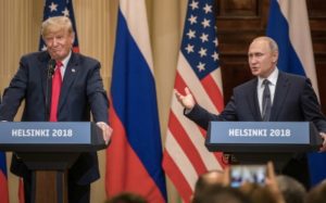 President Donald Trump and Russian President Vladimir Putin in Helsinki, July 16, 2018. (Chris McGrath/Getty)