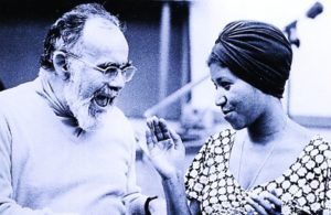 Jerry Wexler and Aretha Franklin in a recording studio (GAB Archive/Redferns)