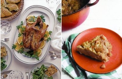 Roast Duck, left, and Baked Apple Pudding with Pears, from German-Jewish Cookbook