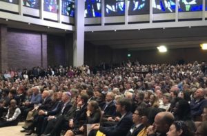 Thousands gathered at Temple Emanuel for a vigil in memory of the Pittsburgh victims, Oct. 28, 2018.