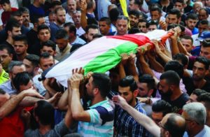 The funeral of Aisha Rabi, in October, 2018. (Nasser Ishtayeh/Flash90)