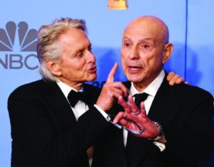 Michael Douglas, l, and Alan Arkin, r, Jan. 6, 2019, at the Golden Globes. (Mark Ralston/AFP/Getty)