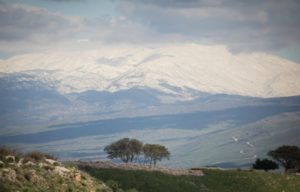 View of the snow-covered Mount Hermon in the Golan Heights in northern Israel on Jan. 18, 2019. (Hadas Parush/Flash90)
