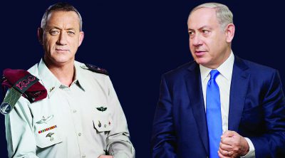 Benny Gantz, left, and Benjamin Netanyahu. (Wikimedia Commons)