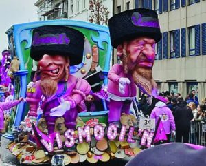 Puppets of Jews on display at the Aalst Carnaval in Belgium on March 3, 2019. (Courtesy of FJO)