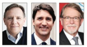 L-r: Francois Legault, Justin Trudeau, William Steinberg