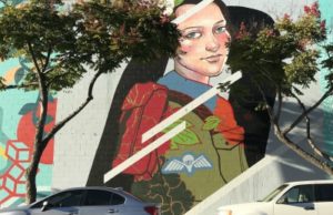 Julie Robertson's mural of Hannah Senesh in downtown San Diego.