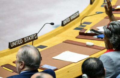 Linda Thomas-Greenfield, US Ambassador to the UN, at the UN Security Council. (JNS)