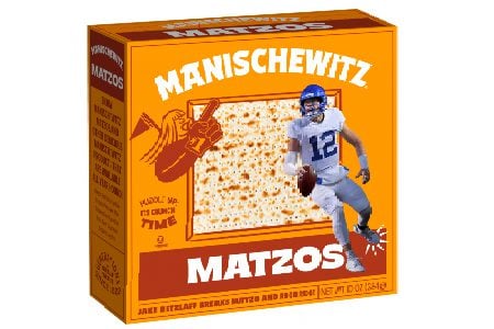 Retzlaff's NIL deal with Manischewitz will include matzah boxes with his picture. (Courtesy of Manischewitz)