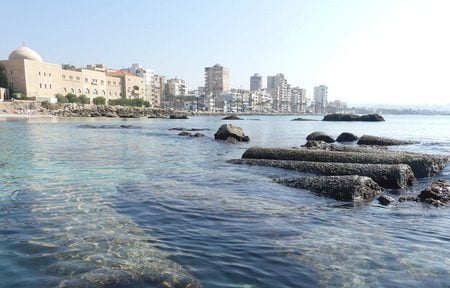 The city of Tyre in southern Lebanon is seen from its coastline. (Wikimedia Commons/Roman Deckert)