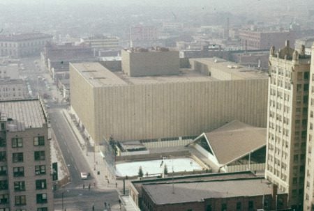 Design lovers continue to mourn the destruction of the hyperbolic paraboloid at the entrance to May D&F in downtown Denver. Among the many who petitioned — unsuccessfully — Denver City Council to preserve the IM Pei-designed mid-century landmark was Alan Gass, who snapped this before before Zeckendorff Plaza was almost entirely razed.