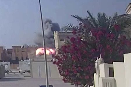 Security footage captures the moment of an Israeli strike targeting Hamas leaders in Doha, Qatar, on September 9, 2025. (Security Camera/Anadolu via Getty Images)