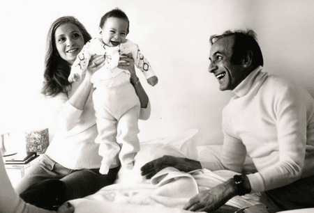 Marion Wiesel holds baby Elisha as Elie Wiesel looks on. (Courtesy Panorama Films)