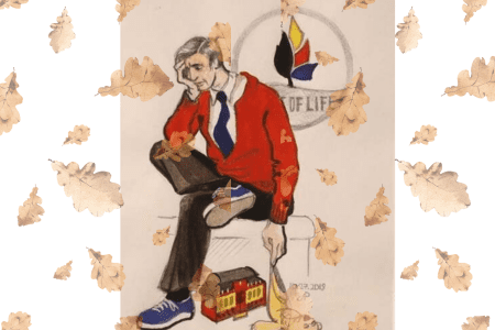 A drawing of a teary-eyed Mr. Rogers, a promi- nent Pittsburgher, by artist and attorney Aleksandra ‘Sasha’ Phillips. (Jackie Hajdenberg)