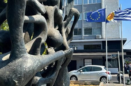 A Holocaust memorial stands in Thessaloniki, Greece. (Larry Luxner)